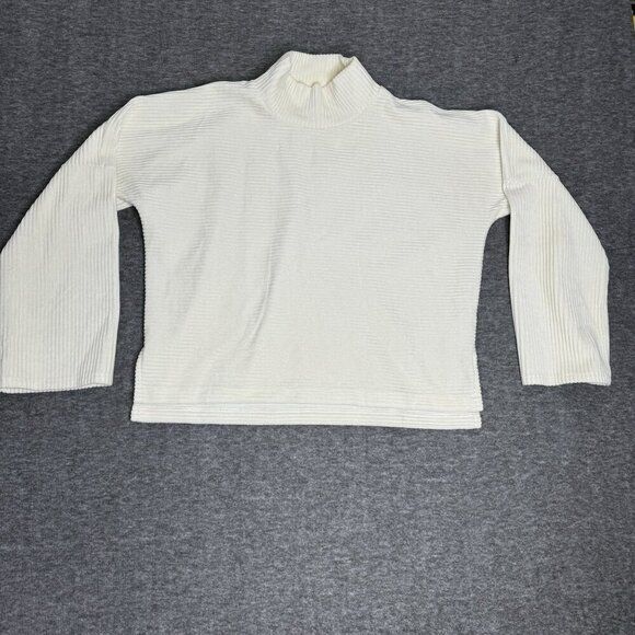 Madewell Texture Thread Womens‎ Ribbed Turtleneck Sweater Medium White Soft - Picture 9 of 9
